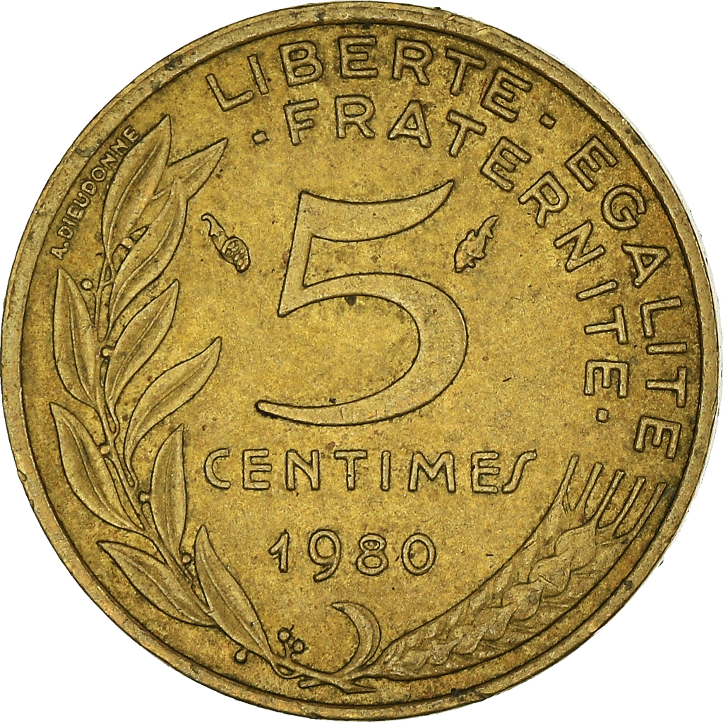 Moneda, Francia, 5 Centimes, 1980