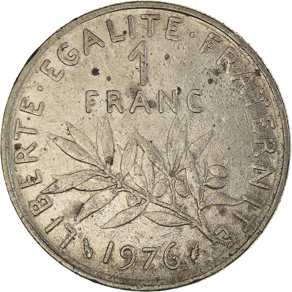 Moneda, Francia, Franc, 1976