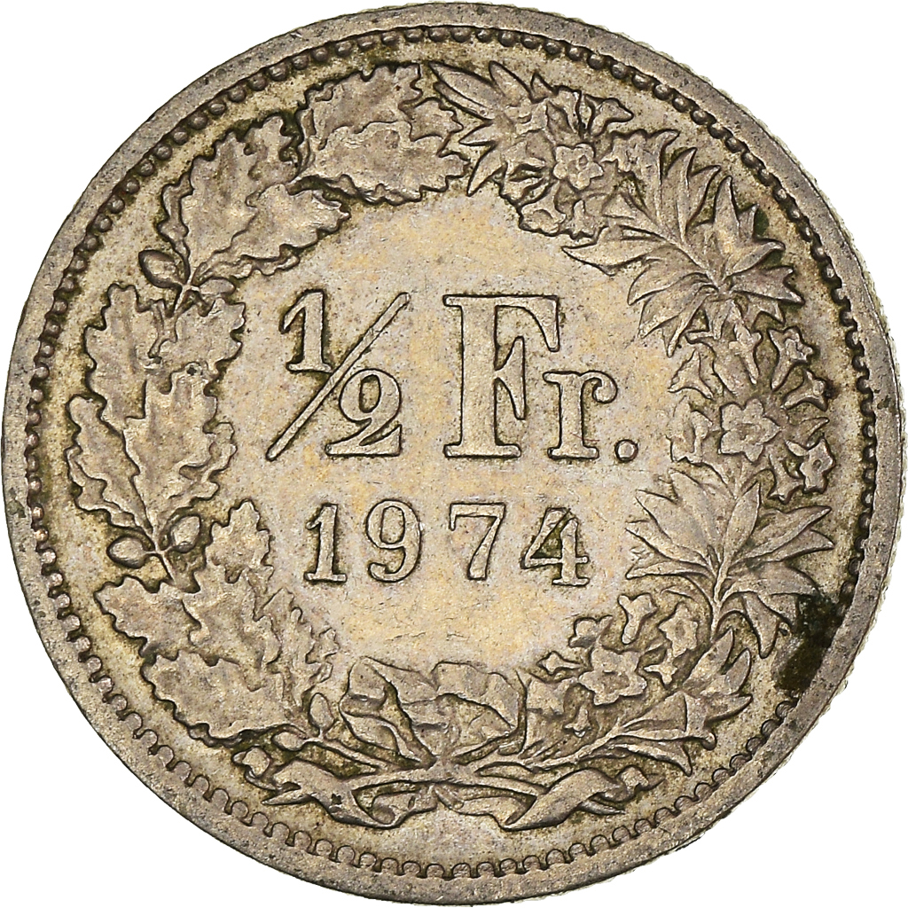 Moneda, Suiza, 1/2 Franc, 1974