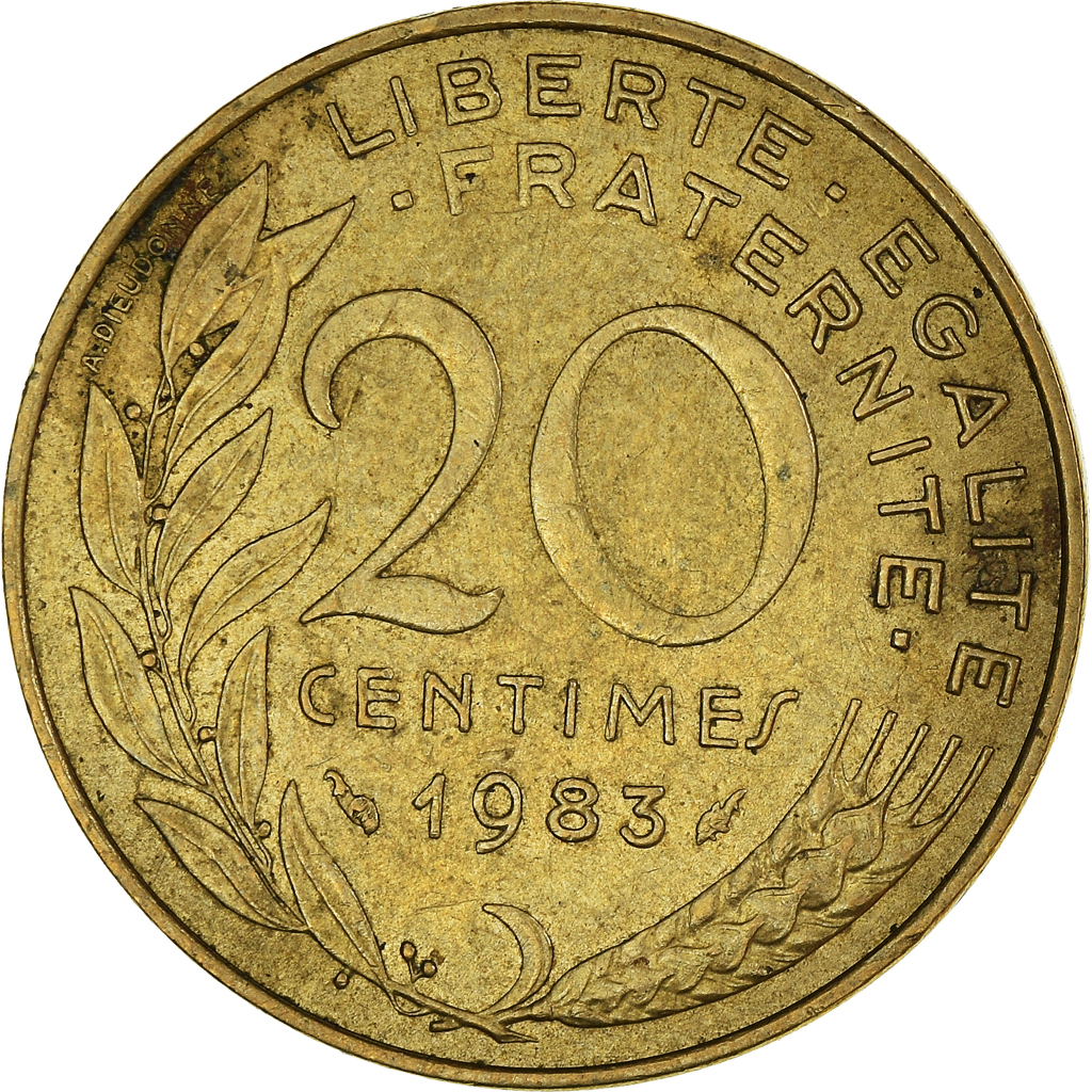 Moneda, Francia, 20 Centimes, 1983
