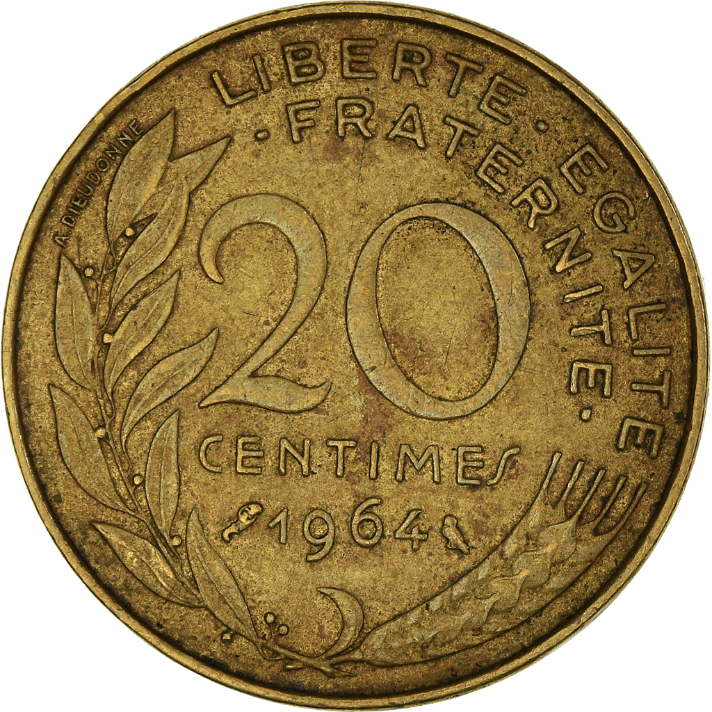 Moneda, Francia, 20 Centimes, 1964