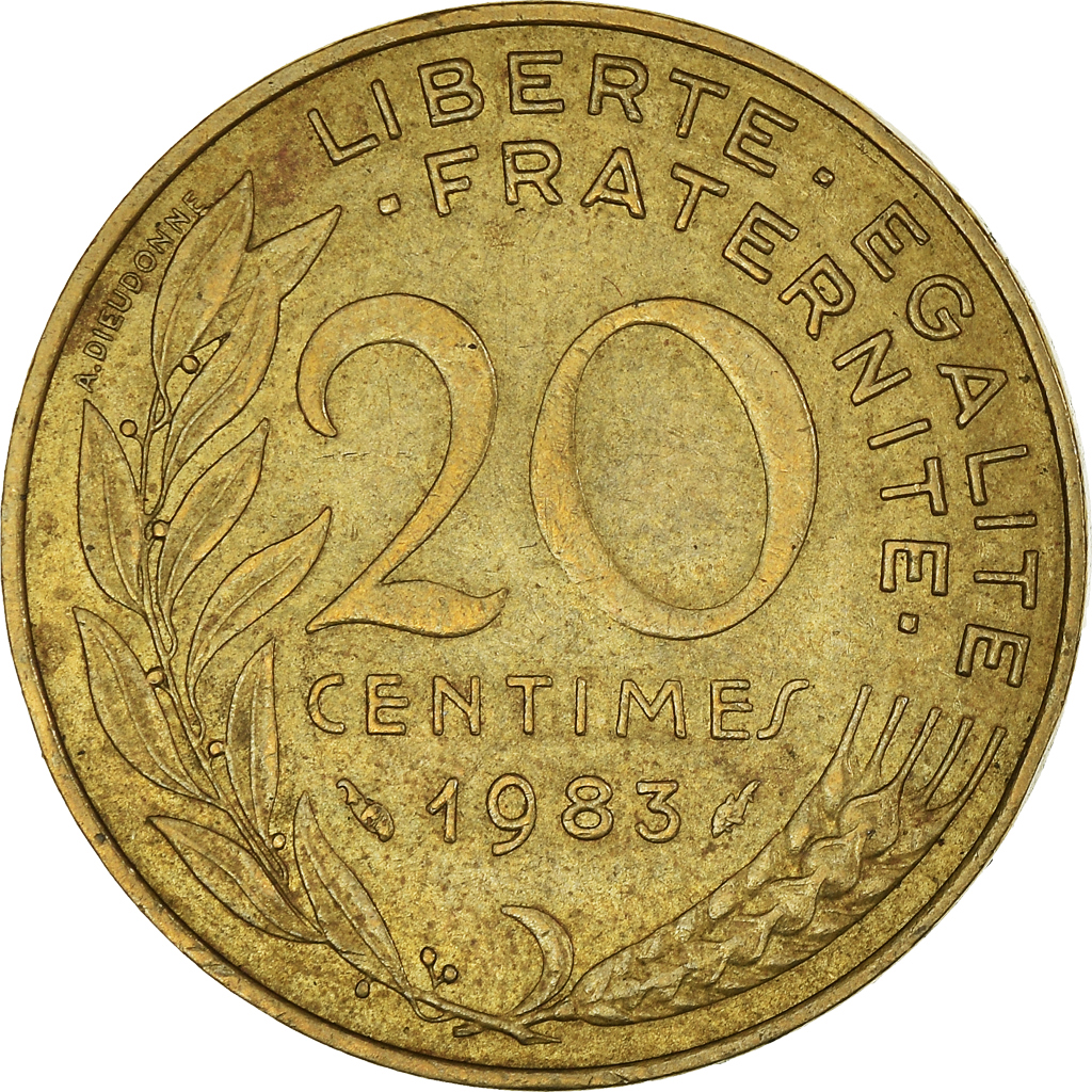 Moneda, Francia, 20 Centimes, 1983
