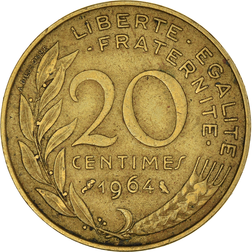 Moneda, Francia, 20 Centimes, 1964