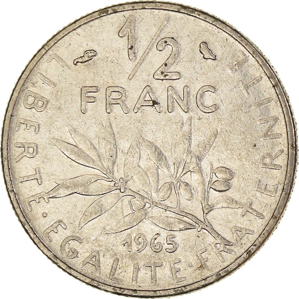 Moneda, Francia, 1/2 Franc, 1965