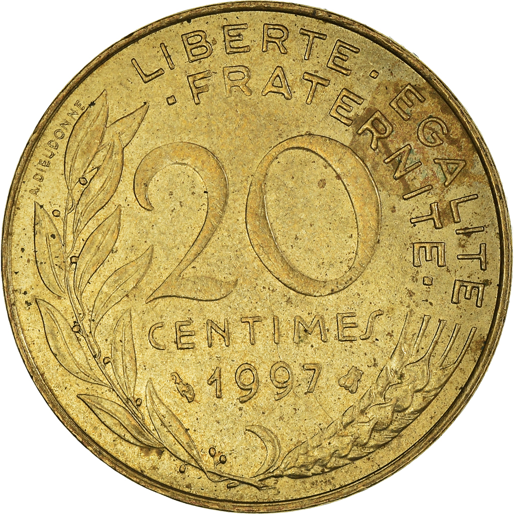Moneda, Francia, 20 Centimes, 1997