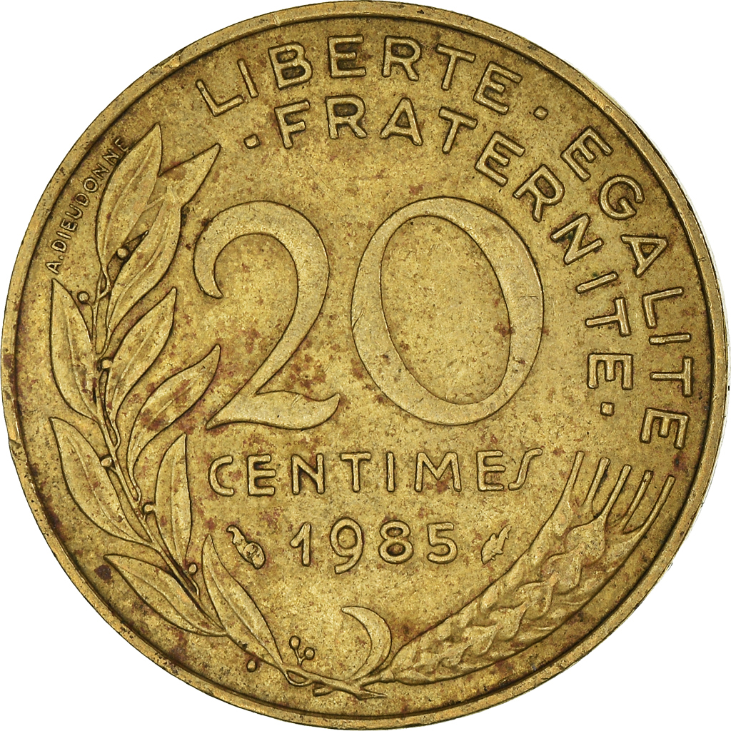 Moneda, Francia, 20 Centimes, 1985