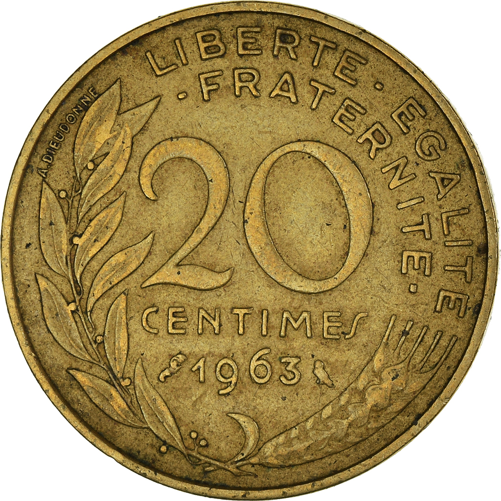 Moneda, Francia, 20 Centimes, 1963