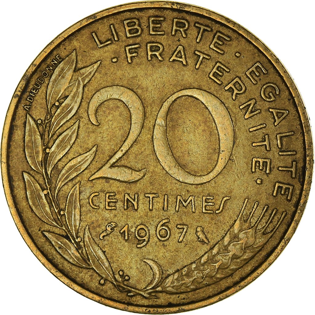 Moneda, Francia, 20 Centimes, 1967