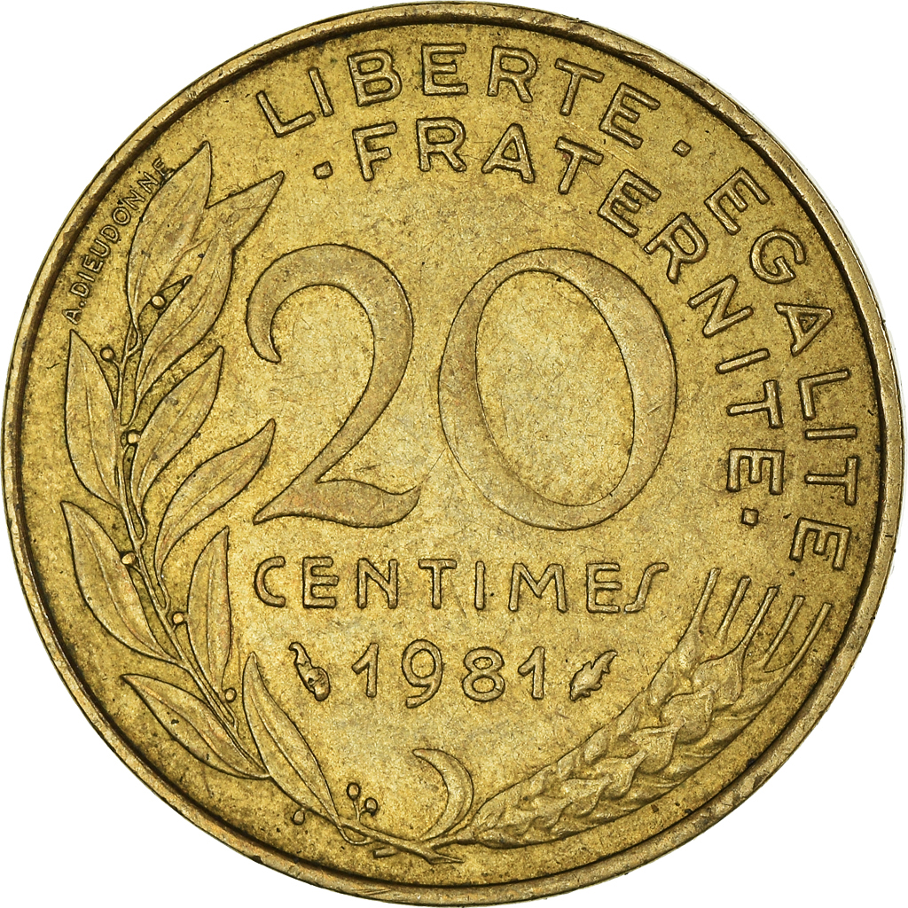 Moneda, Francia, 20 Centimes, 1981