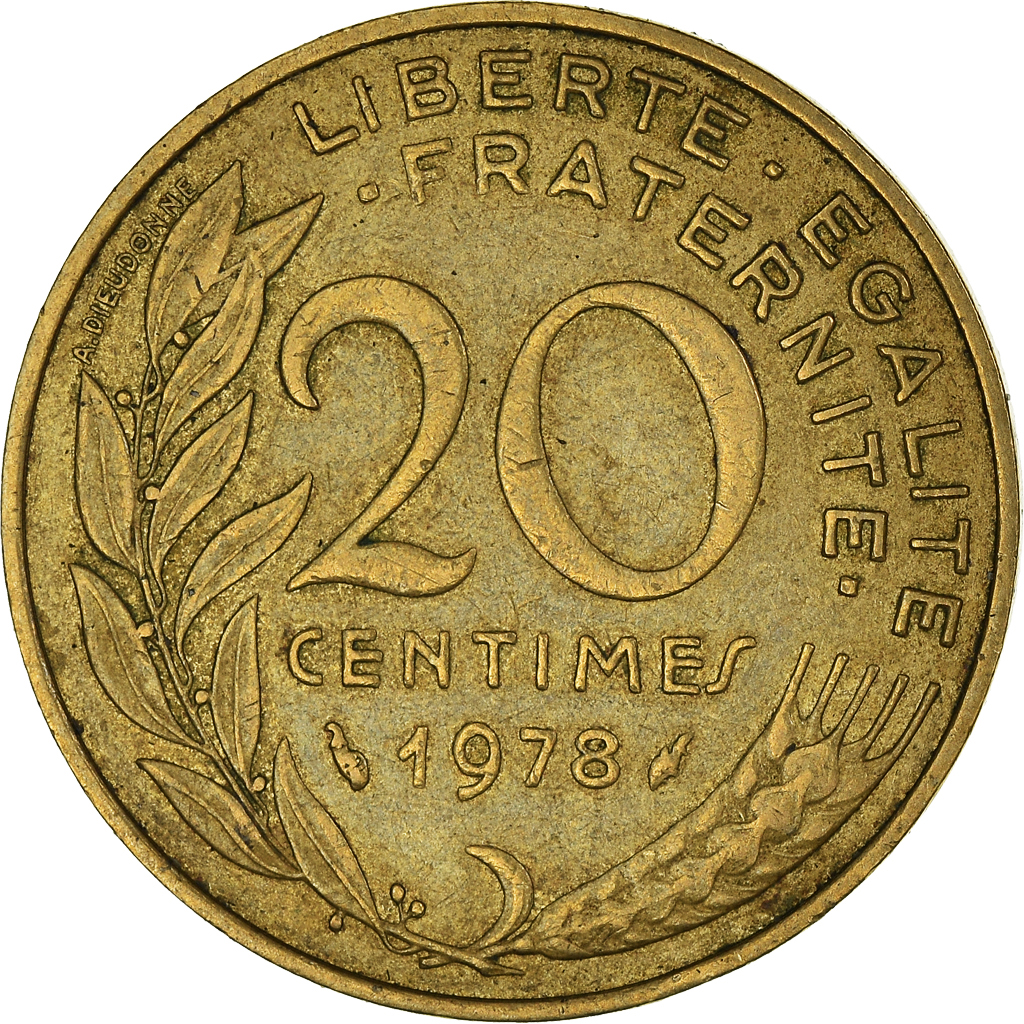 Moneda, Francia, 20 Centimes, 1978