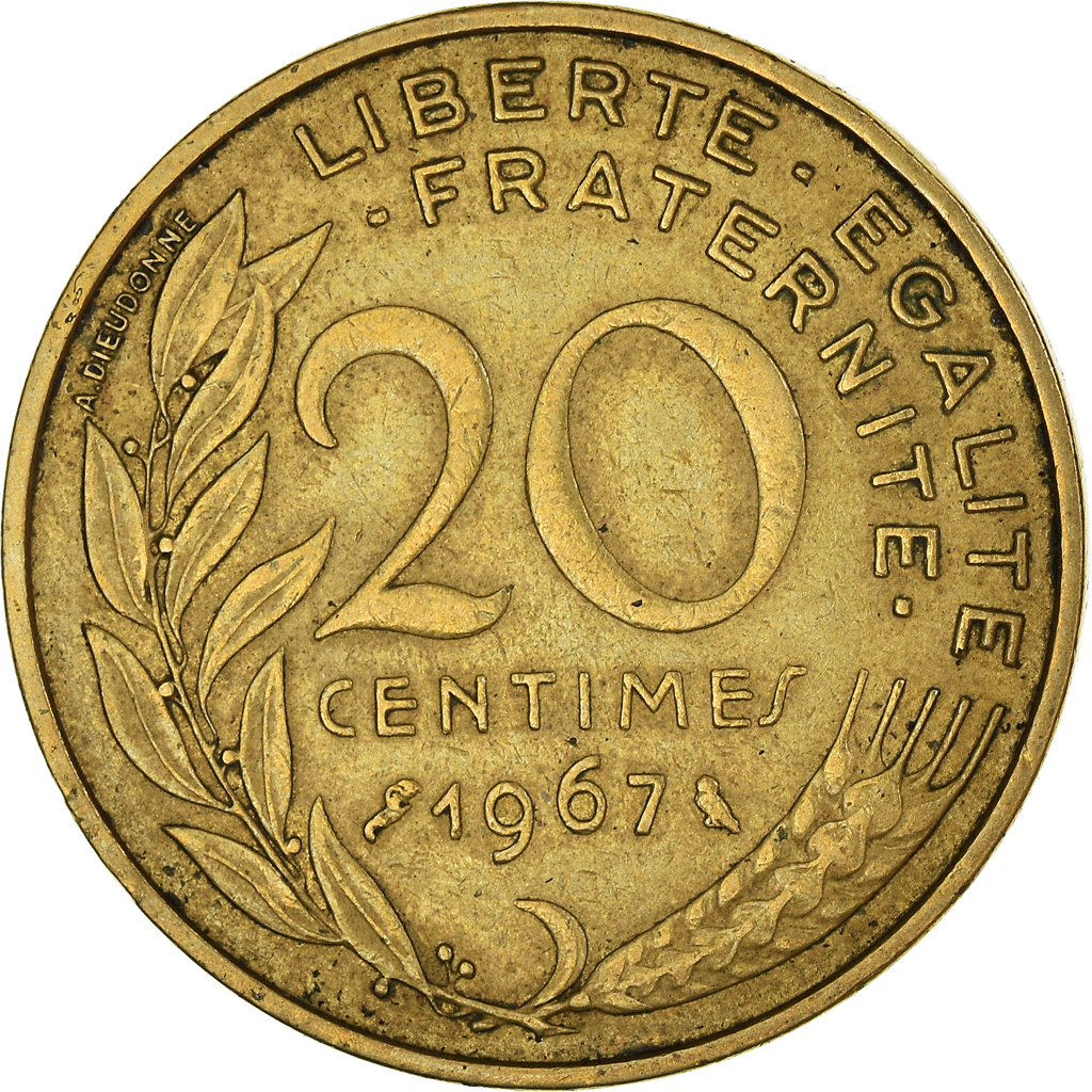 Moneda, Francia, 20 Centimes, 1967