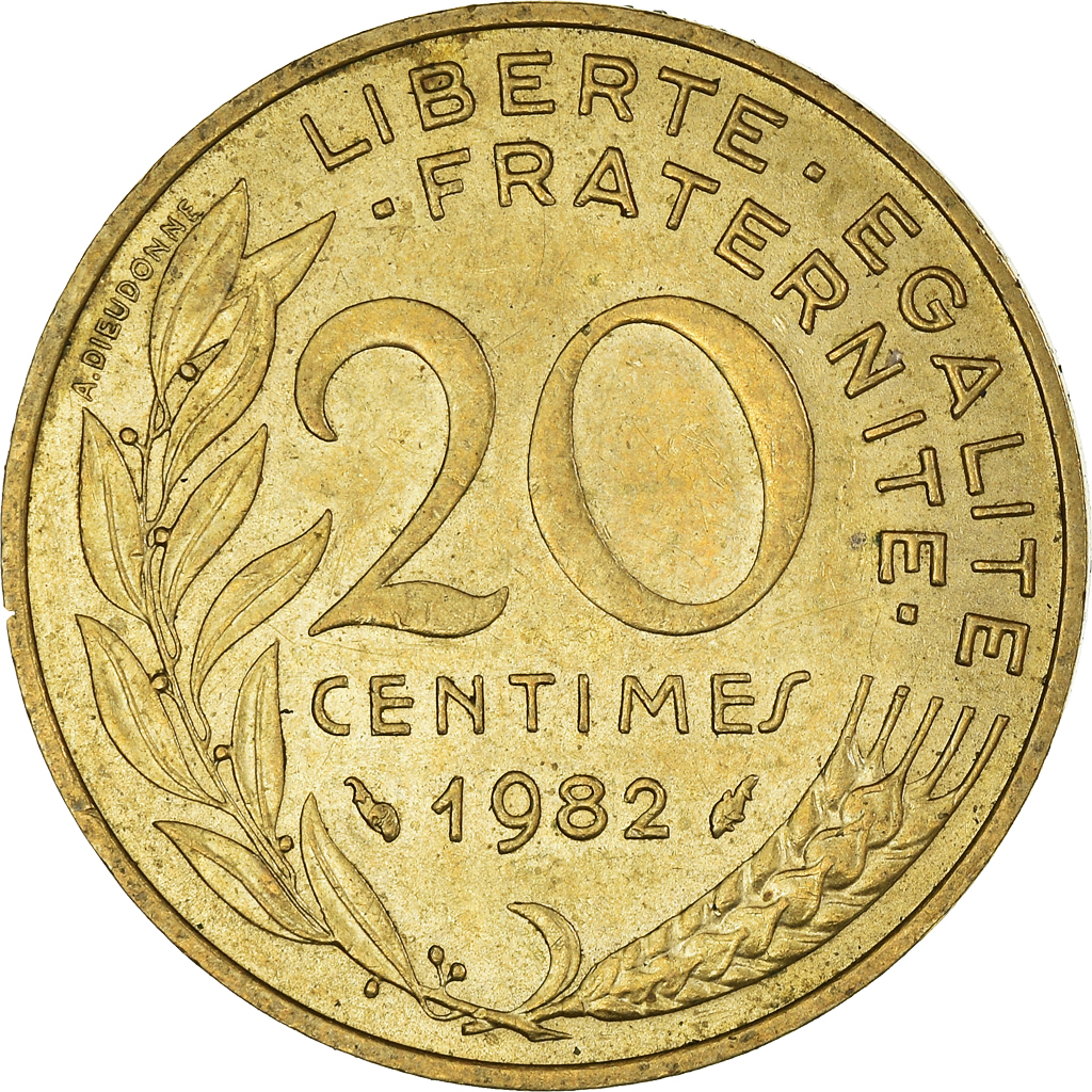 Moneda, Francia, 20 Centimes, 1982