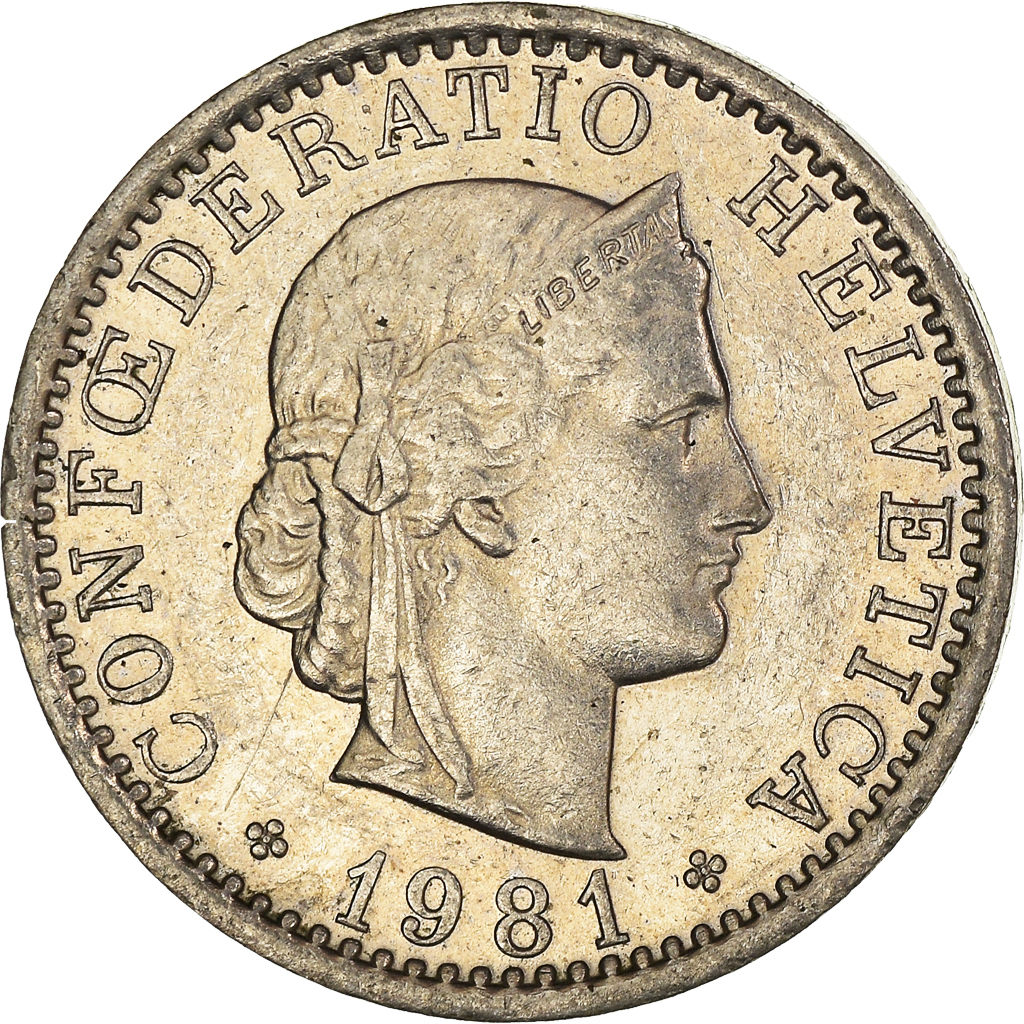 Moneda, Suiza, 20 Rappen, 1981