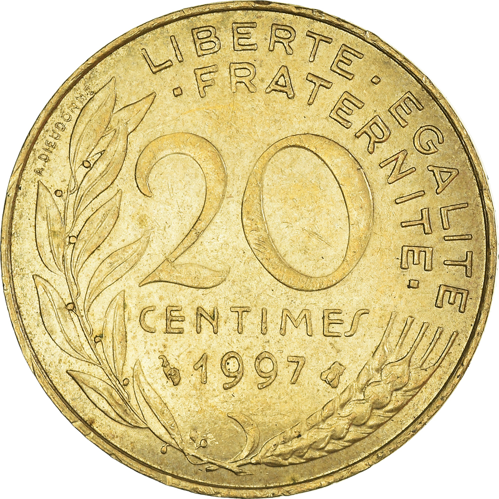 Moneda, Francia, 20 Centimes, 1997