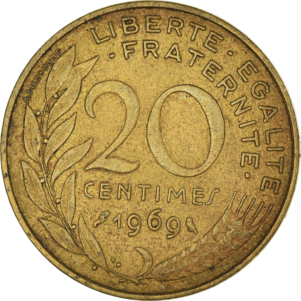 Moneda, Francia, 20 Centimes, 1969