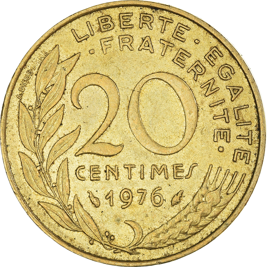 Moneda, Francia, 20 Centimes, 1976