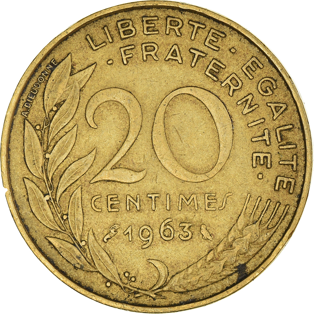 Moneda, Francia, 20 Centimes, 1963