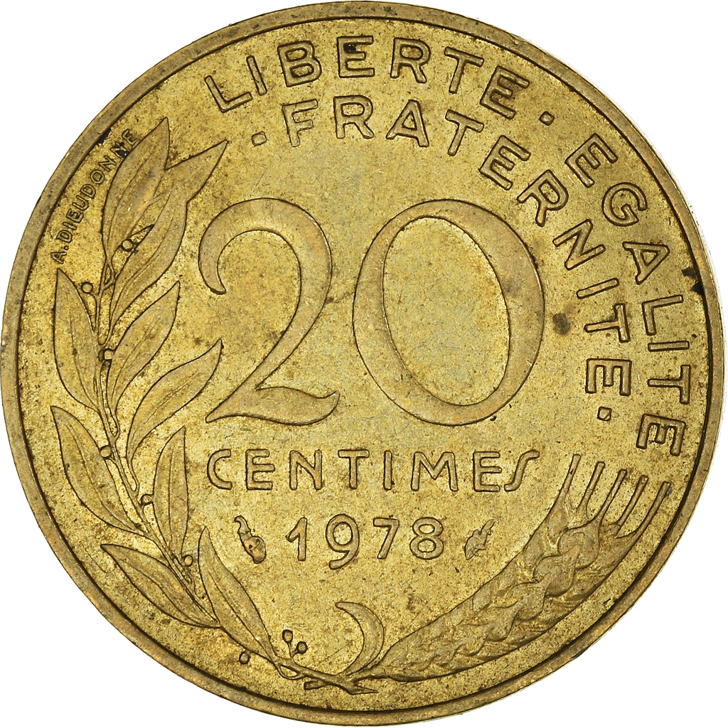 Moneda, Francia, 20 Centimes, 1978