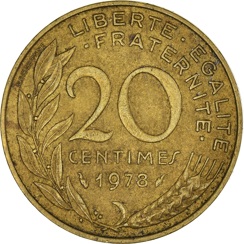 Moneda, Francia, 20 Centimes, 1978