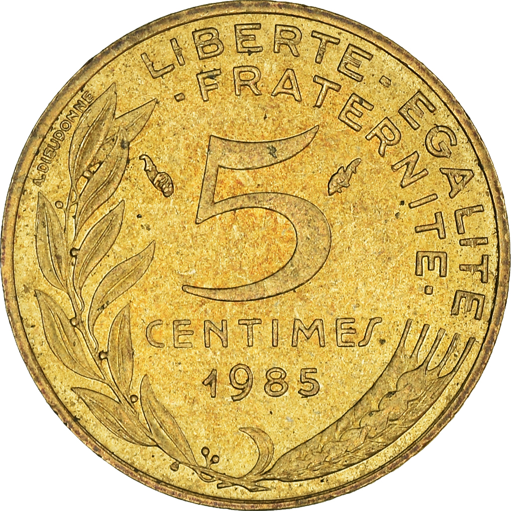 Moneda, Francia, 5 Centimes, 1985