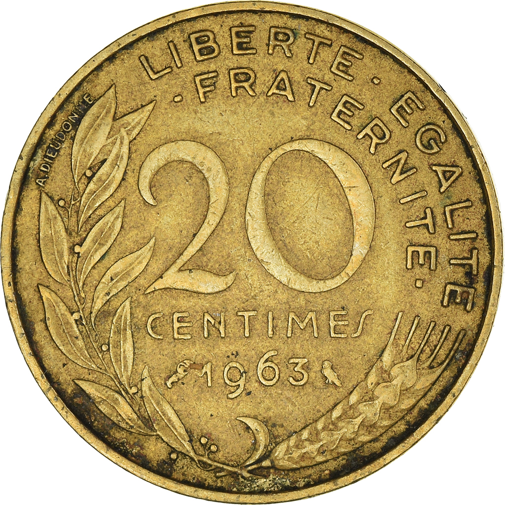 Moneda, Francia, 20 Centimes, 1963