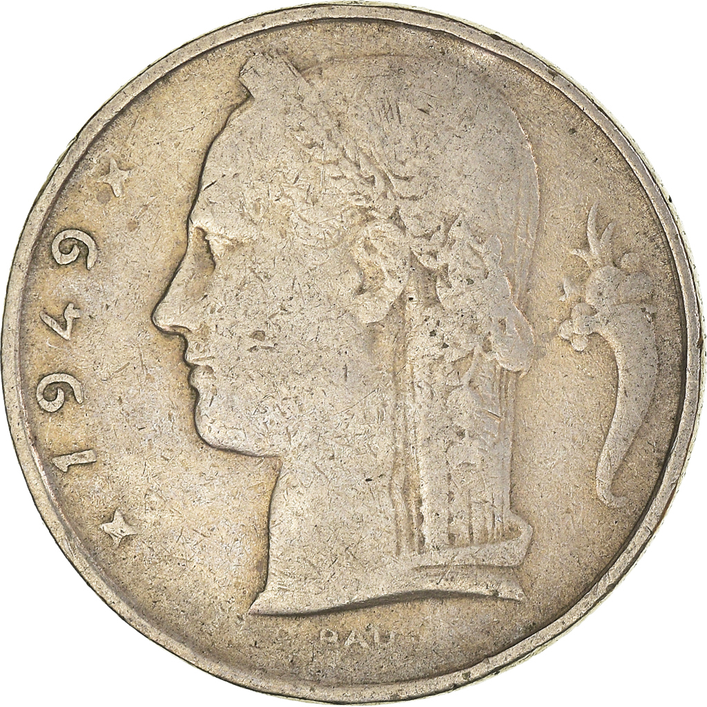 Moneda, Bélgica, 5 Francs, 5 Frank, 1949