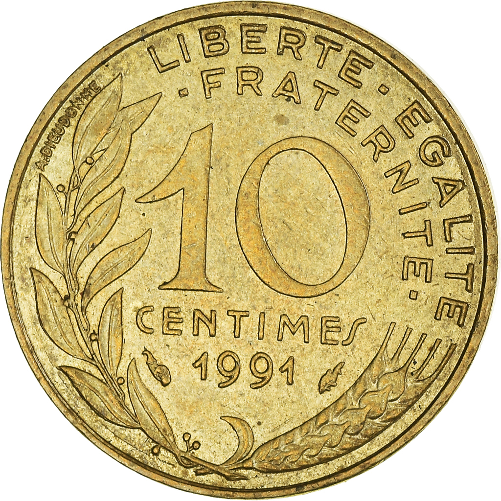 Moneda, Francia, 10 Centimes, 1991