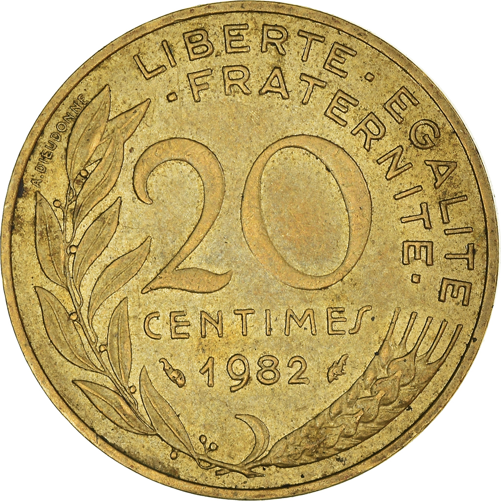 Moneda, Francia, 20 Centimes, 1982