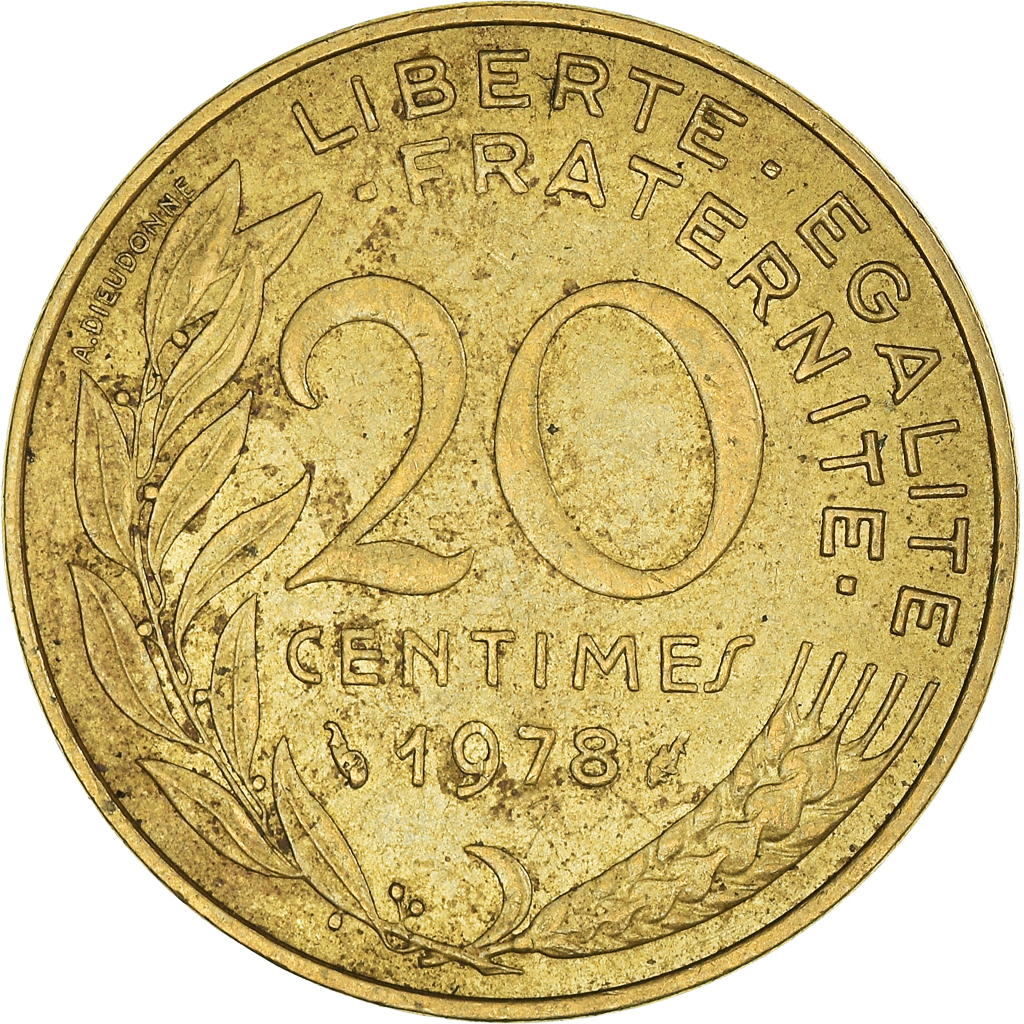 Moneda, Francia, 20 Centimes, 1978