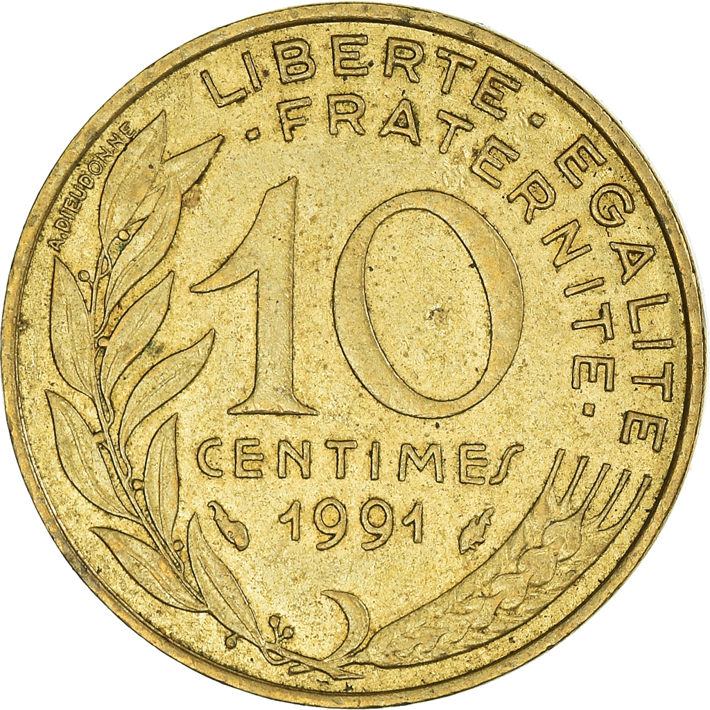 Moneda, Francia, 10 Centimes, 1991