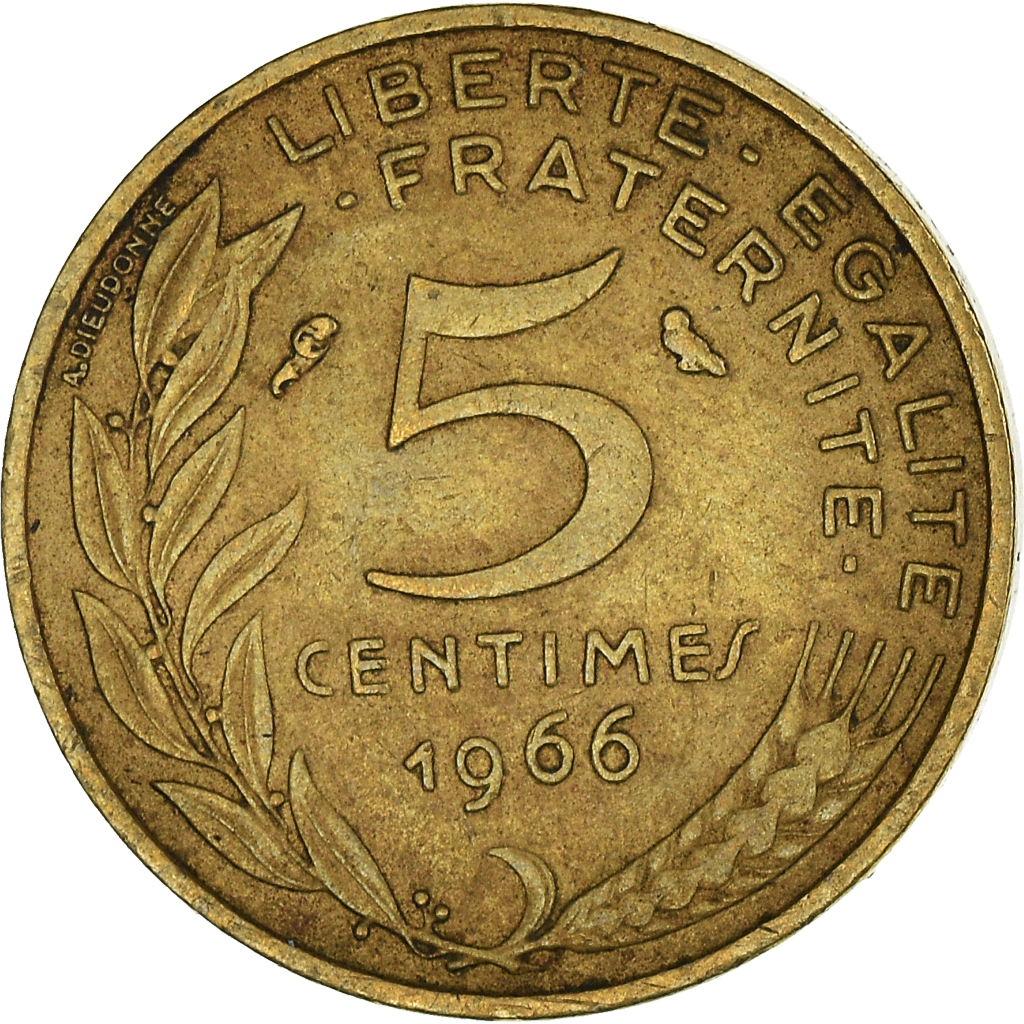 Moneda, Francia, 5 Centimes, 1966