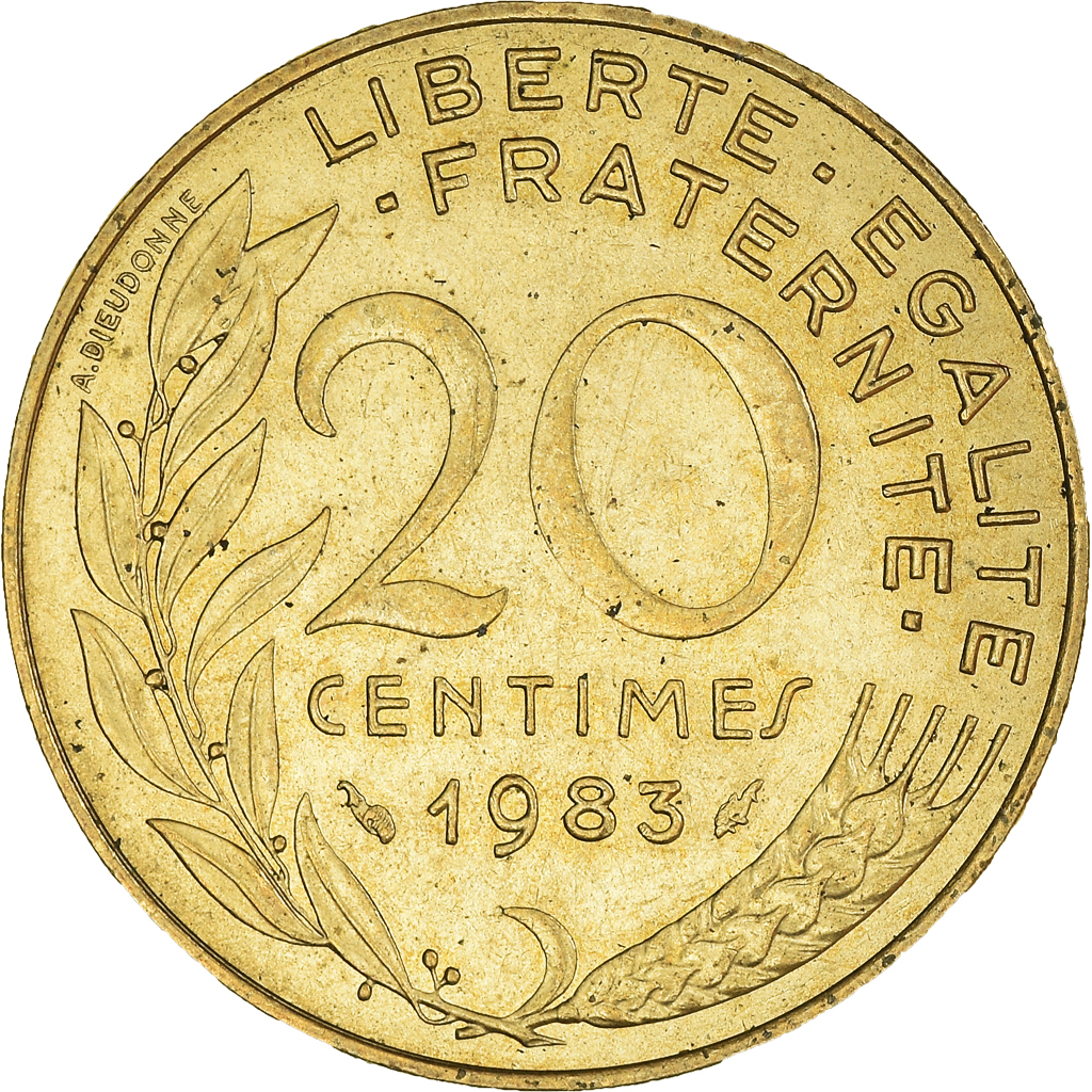 Moneda, Francia, 20 Centimes, 1983