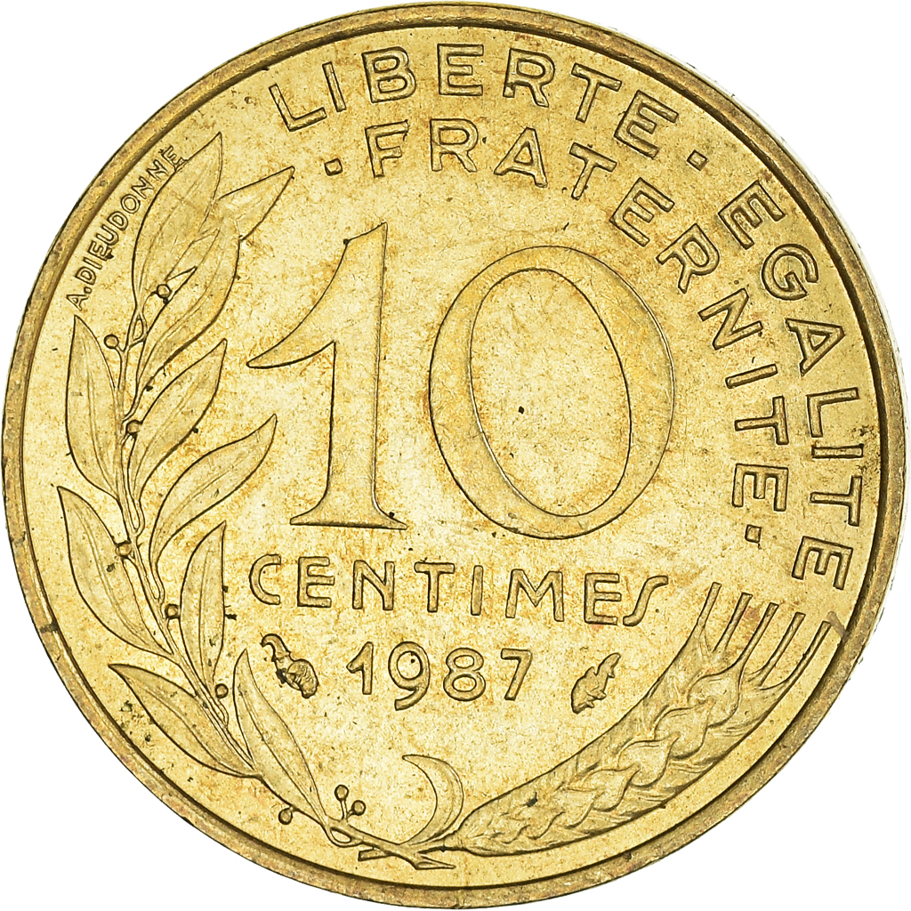 Moneda, Francia, 10 Centimes, 1987