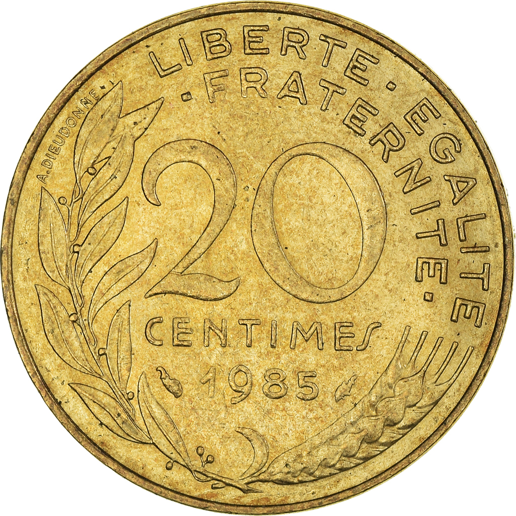 Moneda, Francia, 20 Centimes, 1985