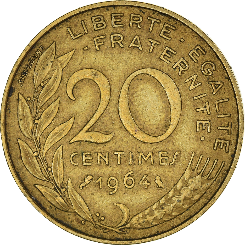 Moneda, Francia, 20 Centimes, 1964