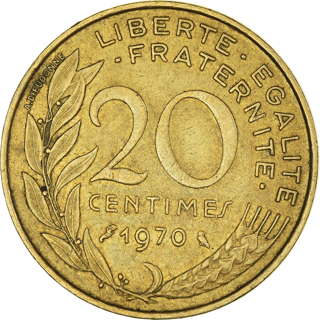 Moneda, Francia, 20 Centimes, 1970