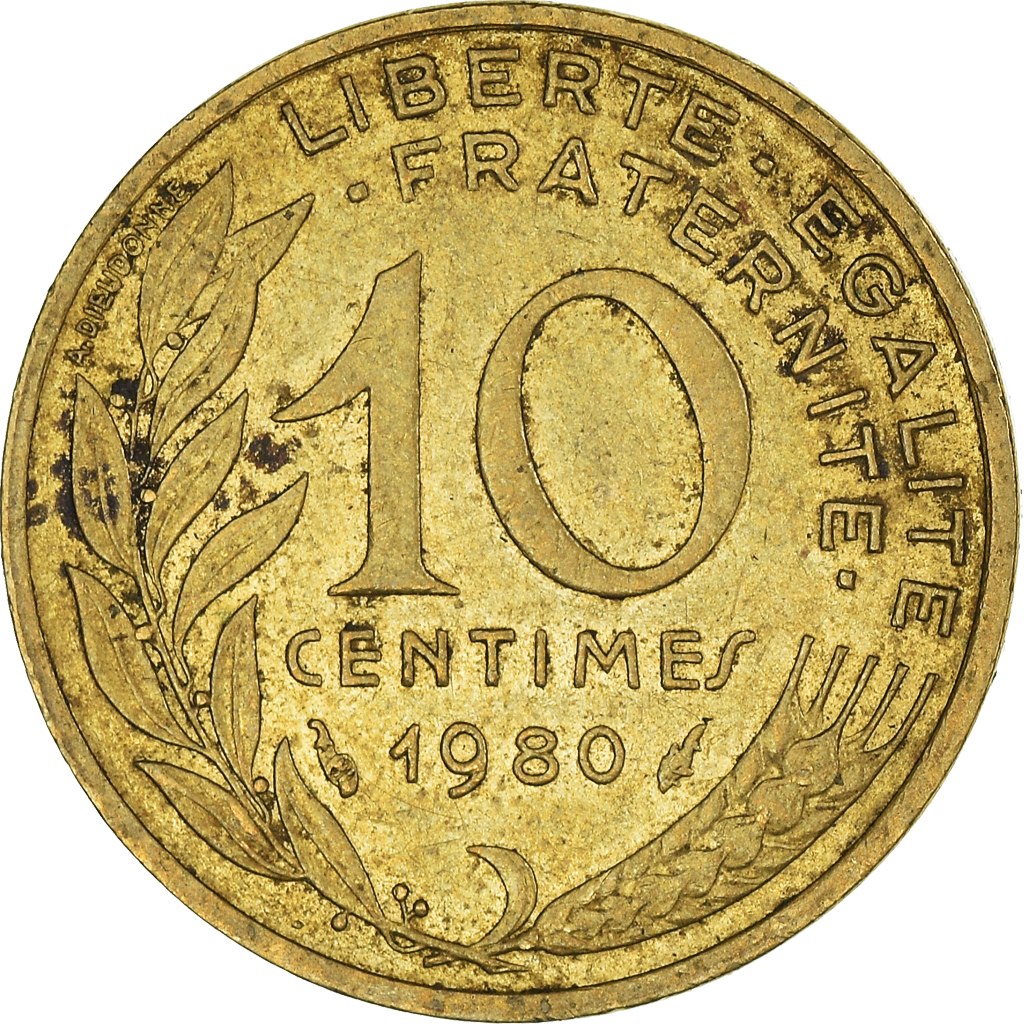 Moneda, Francia, 10 Centimes, 1980