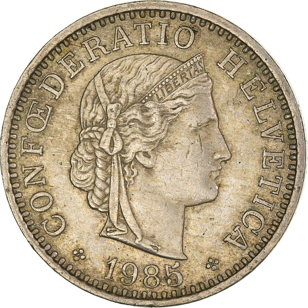 Moneda, Suiza, 20 Rappen, 1985