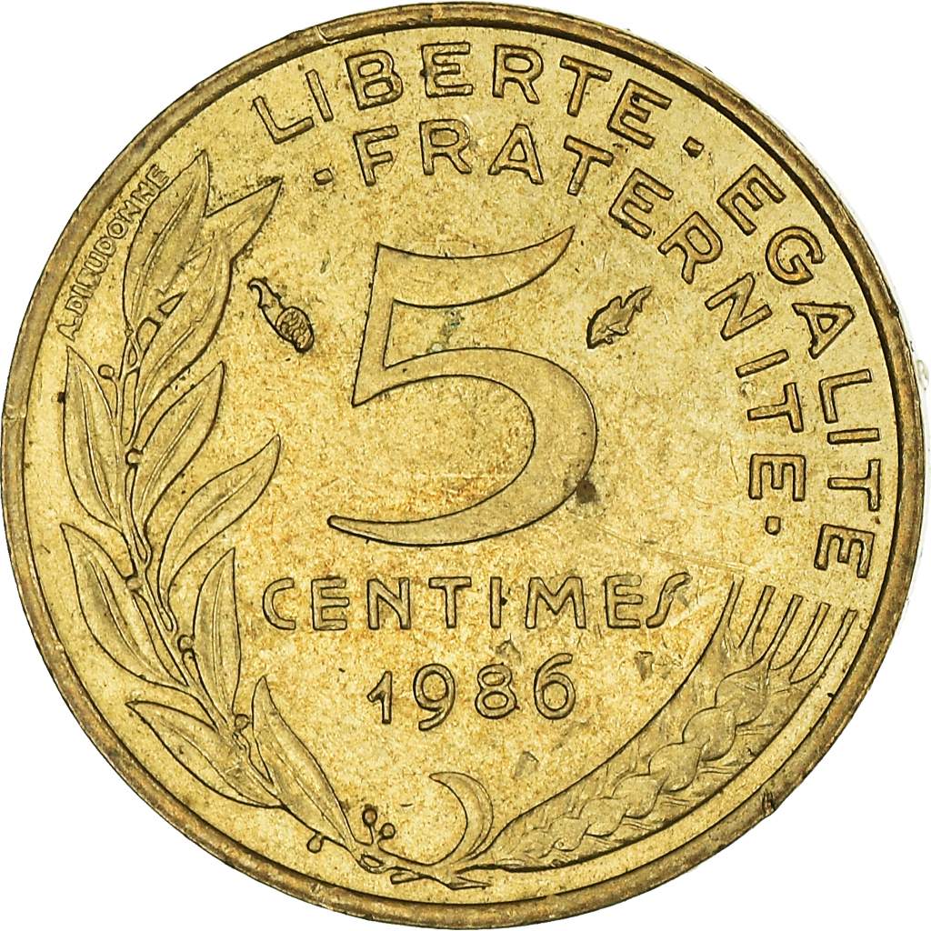 Moneda, Francia, 5 Centimes, 1986
