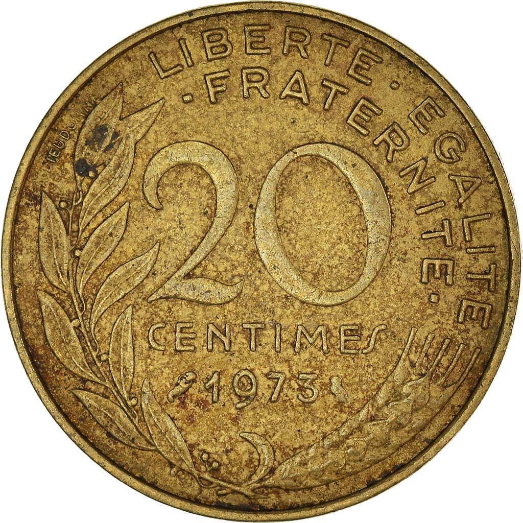 Moneda, Francia, 20 Centimes, 1973