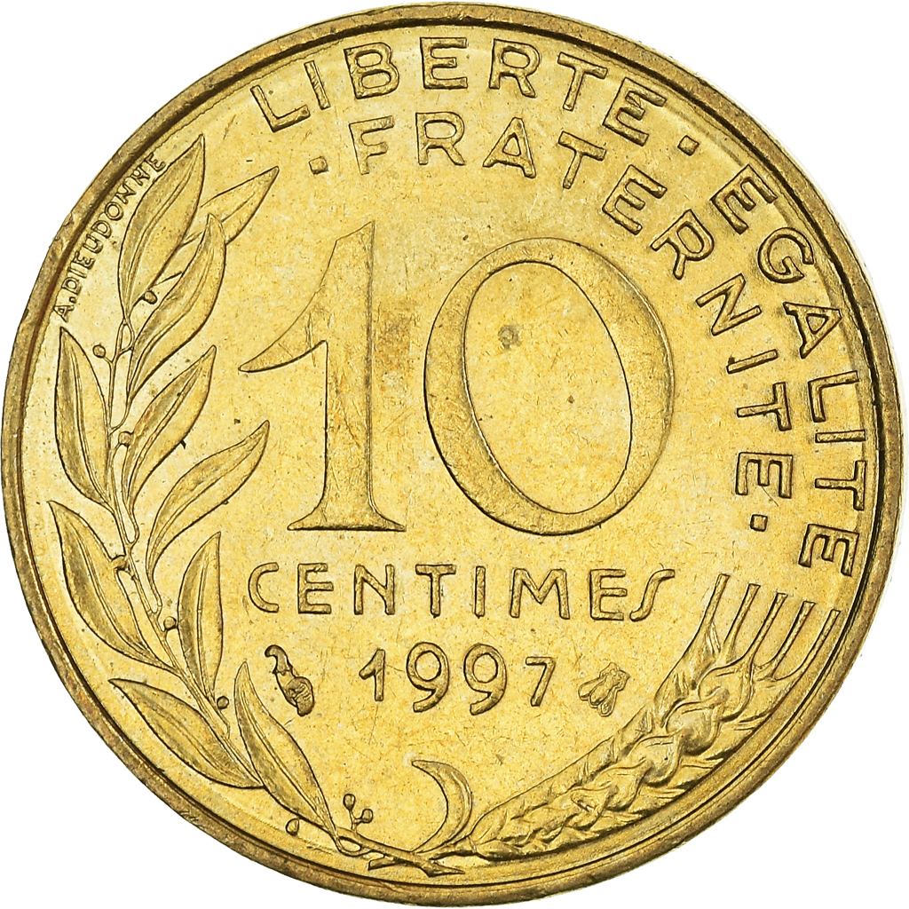 Moneda, Francia, 10 Centimes, 1997