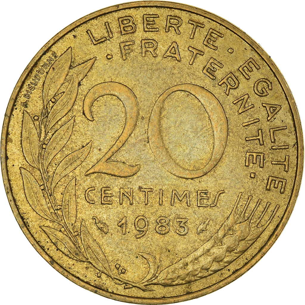 Moneda, Francia, 20 Centimes, 1983