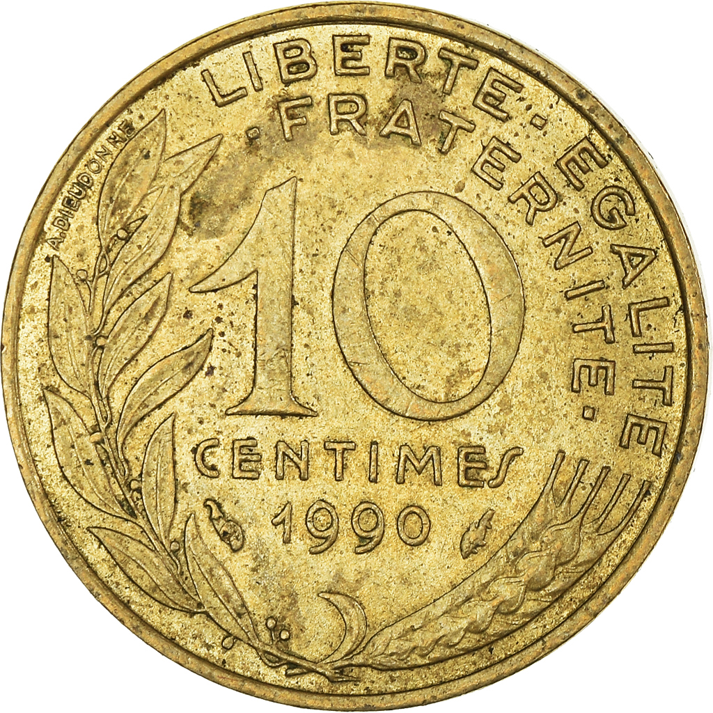Moneda, Francia, 10 Centimes, 1990