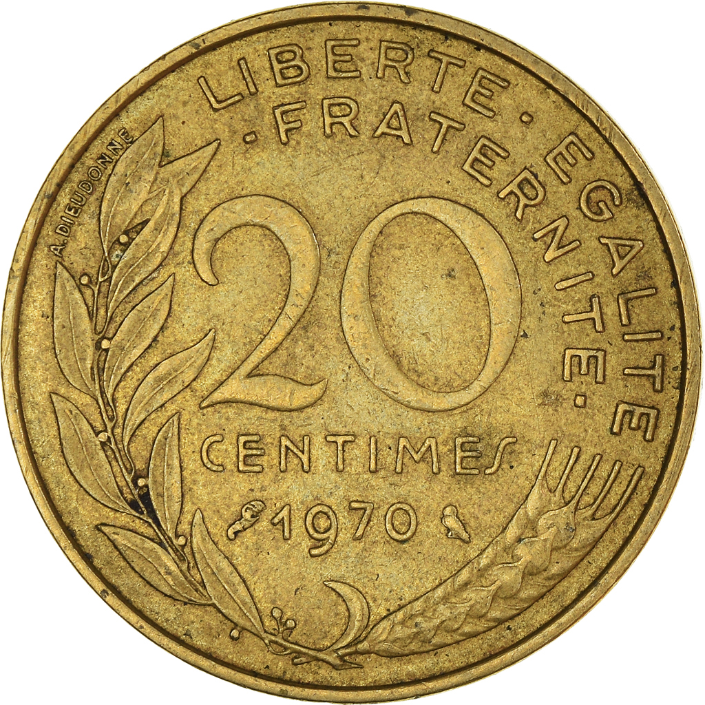 Moneda, Francia, 20 Centimes, 1970