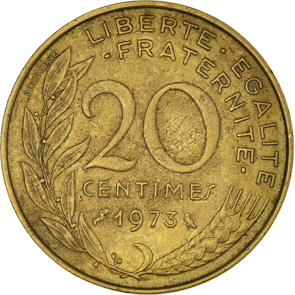 Moneda, Francia, 20 Centimes, 1973