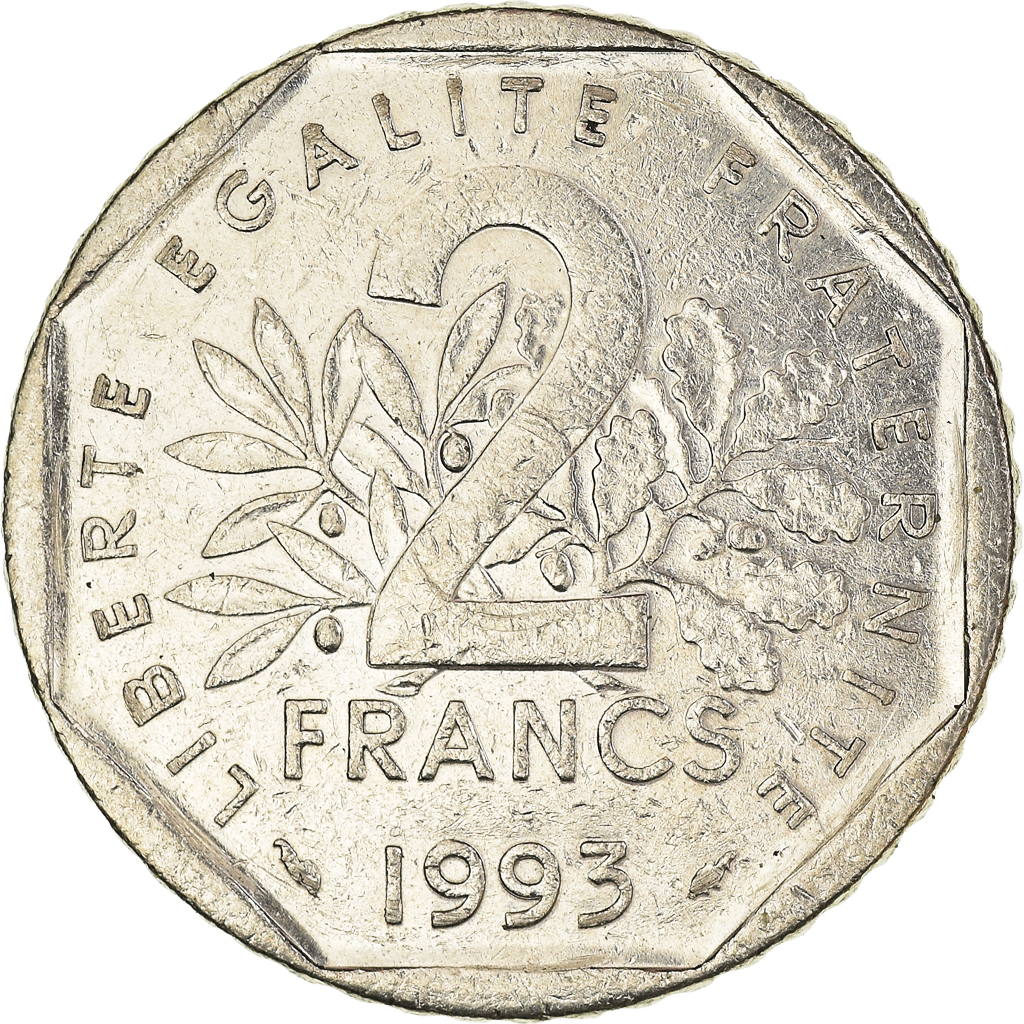 Moneda, Francia, 2 Francs, 1993