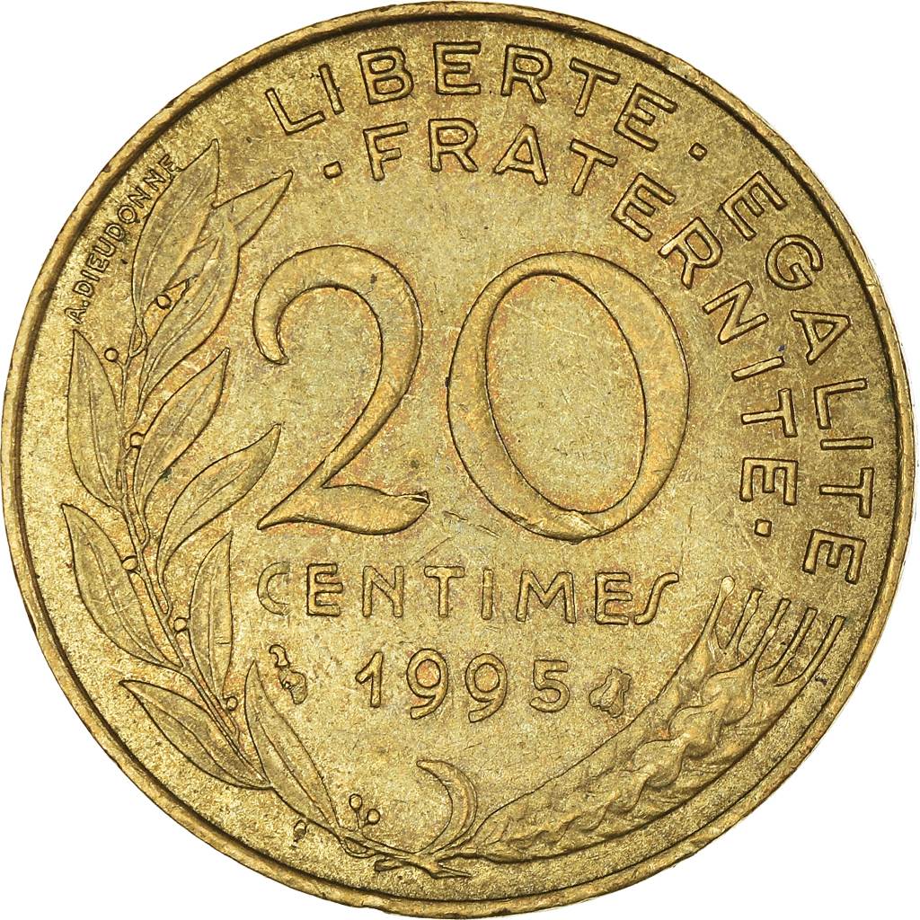 Moneda, Francia, 20 Centimes, 1995