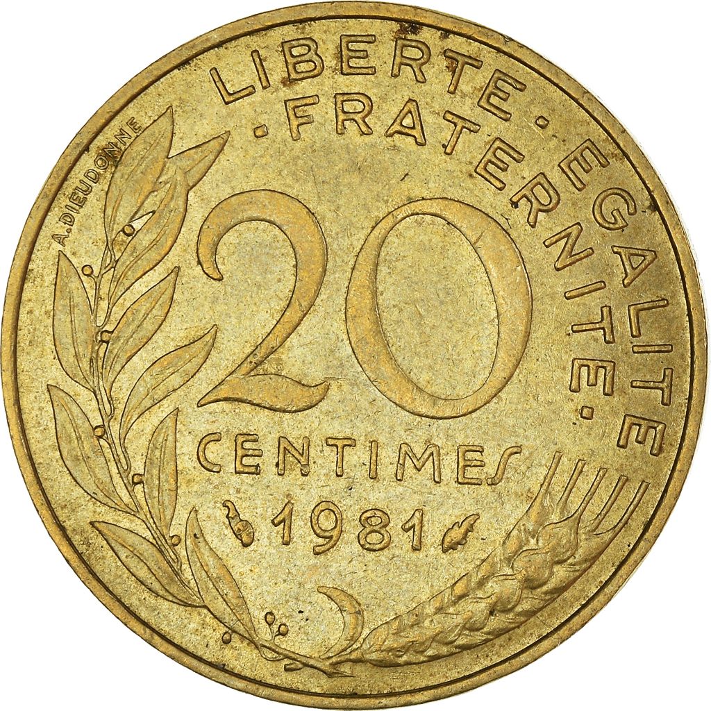 Moneda, Francia, 20 Centimes, 1981