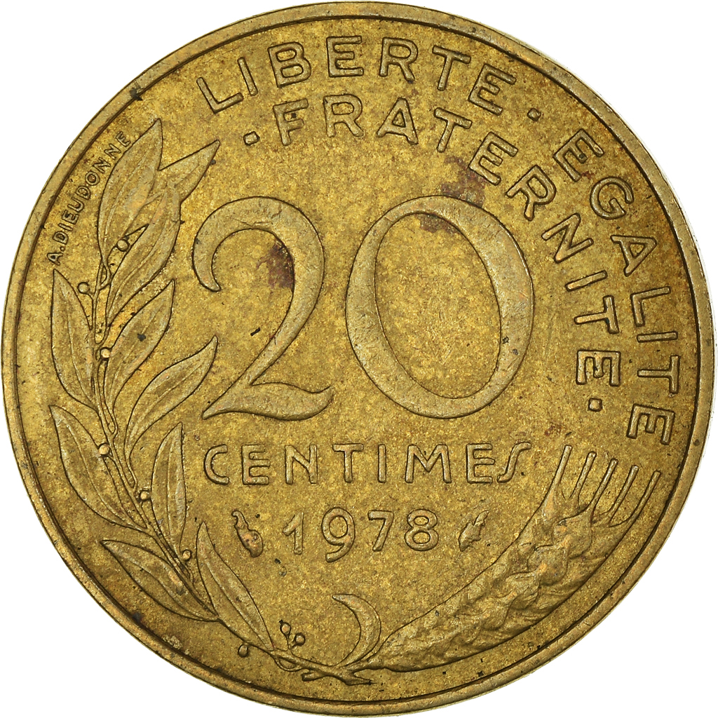 Moneda, Francia, 20 Centimes, 1978