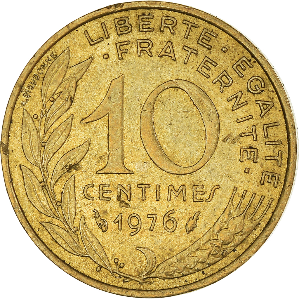 Moneda, Francia, 10 Centimes, 1976